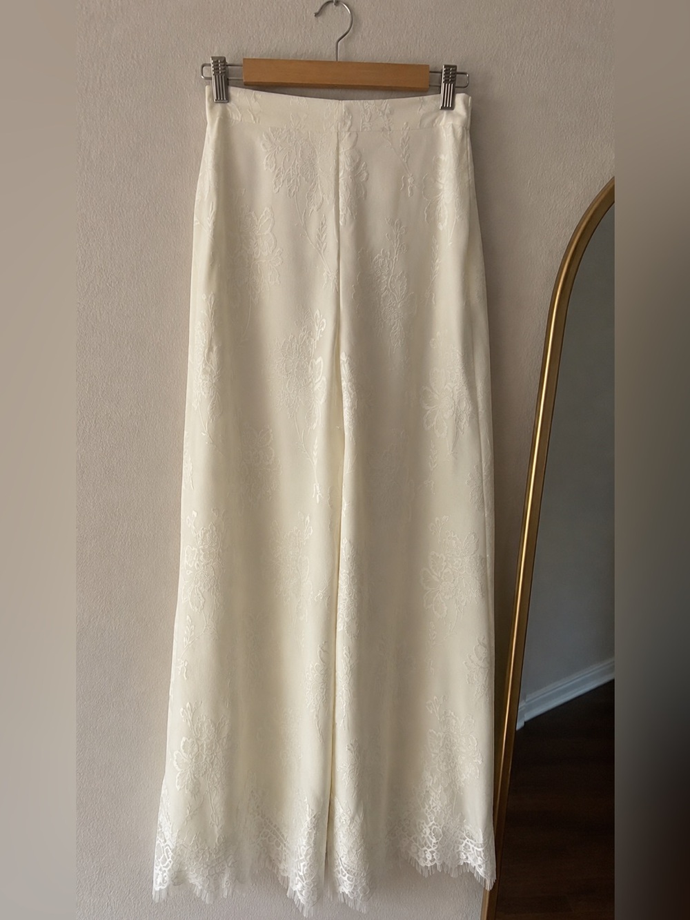 LACE-TRIMMED JACQUARD-JERSEY PANTS